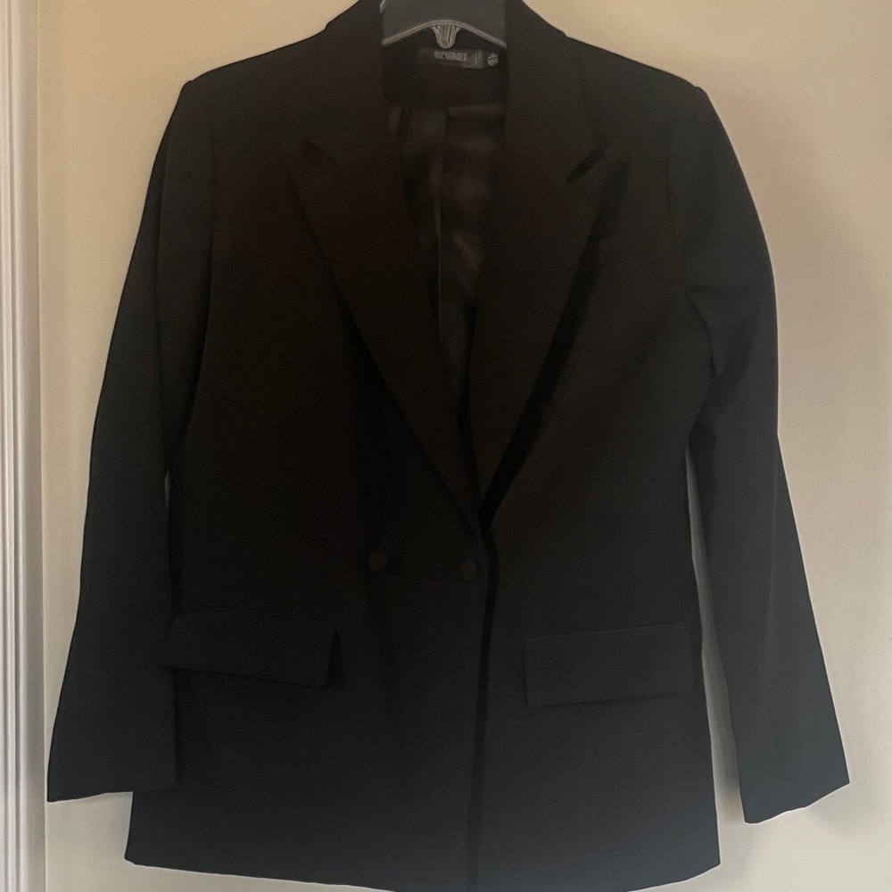 Missguided Black Satin-Lined Oversized Blazer